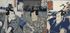 Japanese woodblock triptych of kabuki actors