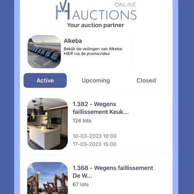 The VH Auctions website, built on the Auction-Experts platform