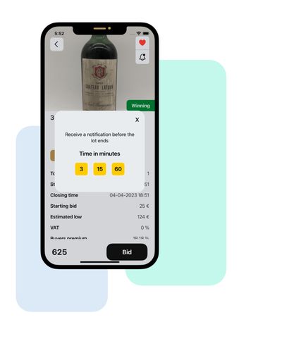 Screens from a white-label native auction app