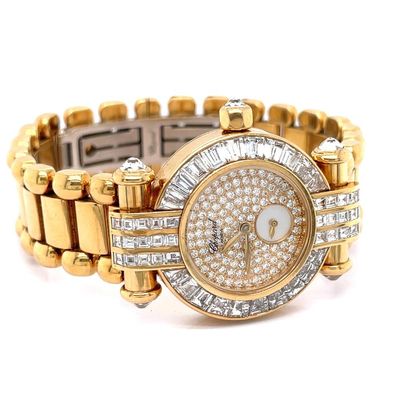 Chopard yellow-gold wristwatch with a diamond-set dial and bezel