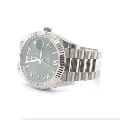 Rolex Day-Date 40 in white gold with a green dial